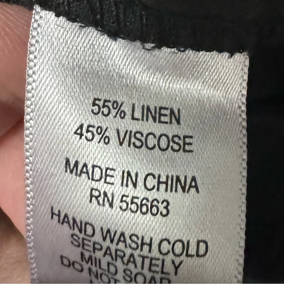 Joie Black Pull On Linen Blend Wide Leg Cropped Pants Size XL - Picture 4 of 4